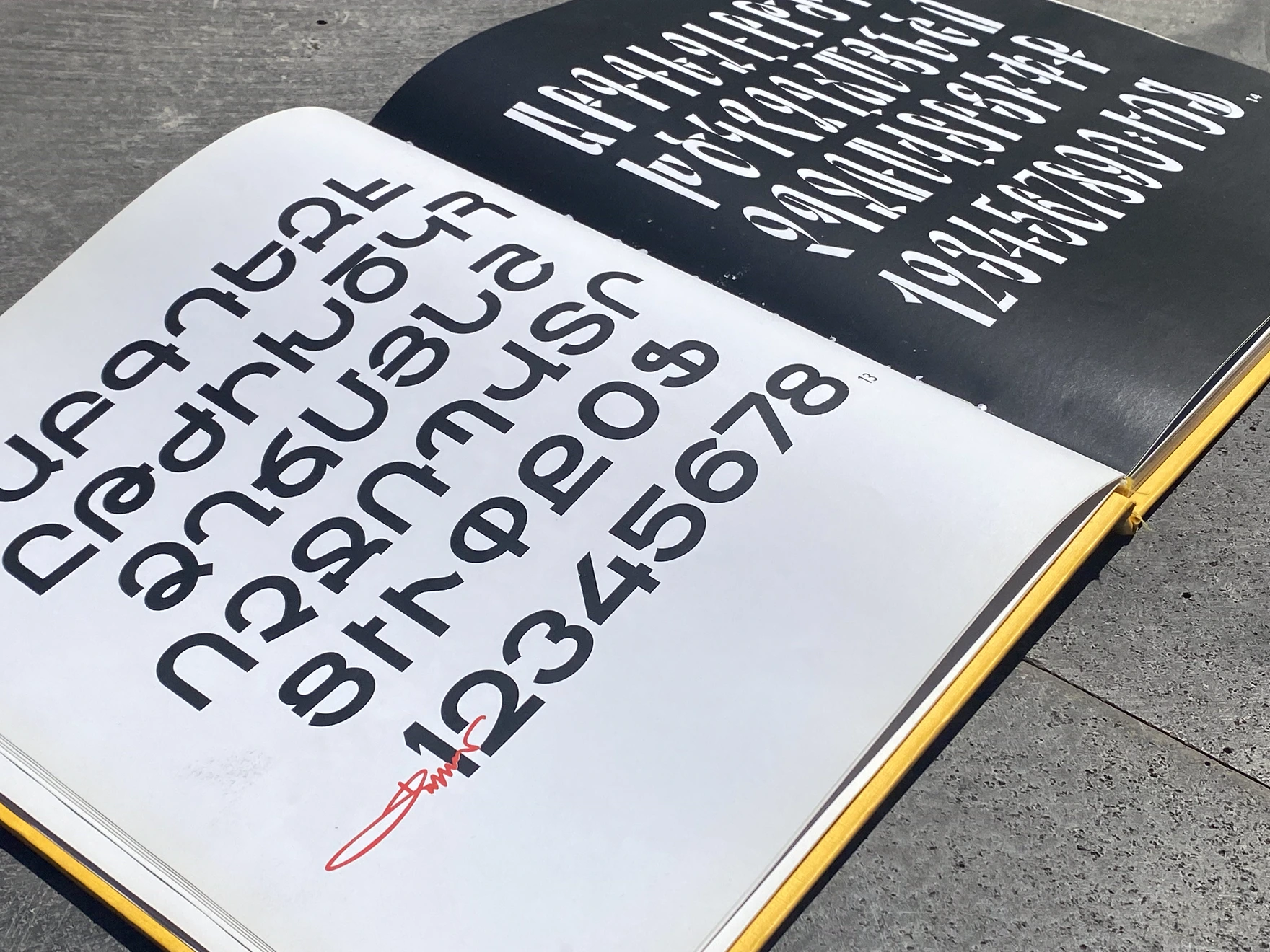 Armenian alphabet specimen in a type book